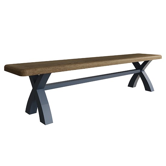 Hants Wooden Cross Legs Dining Bench In Blue