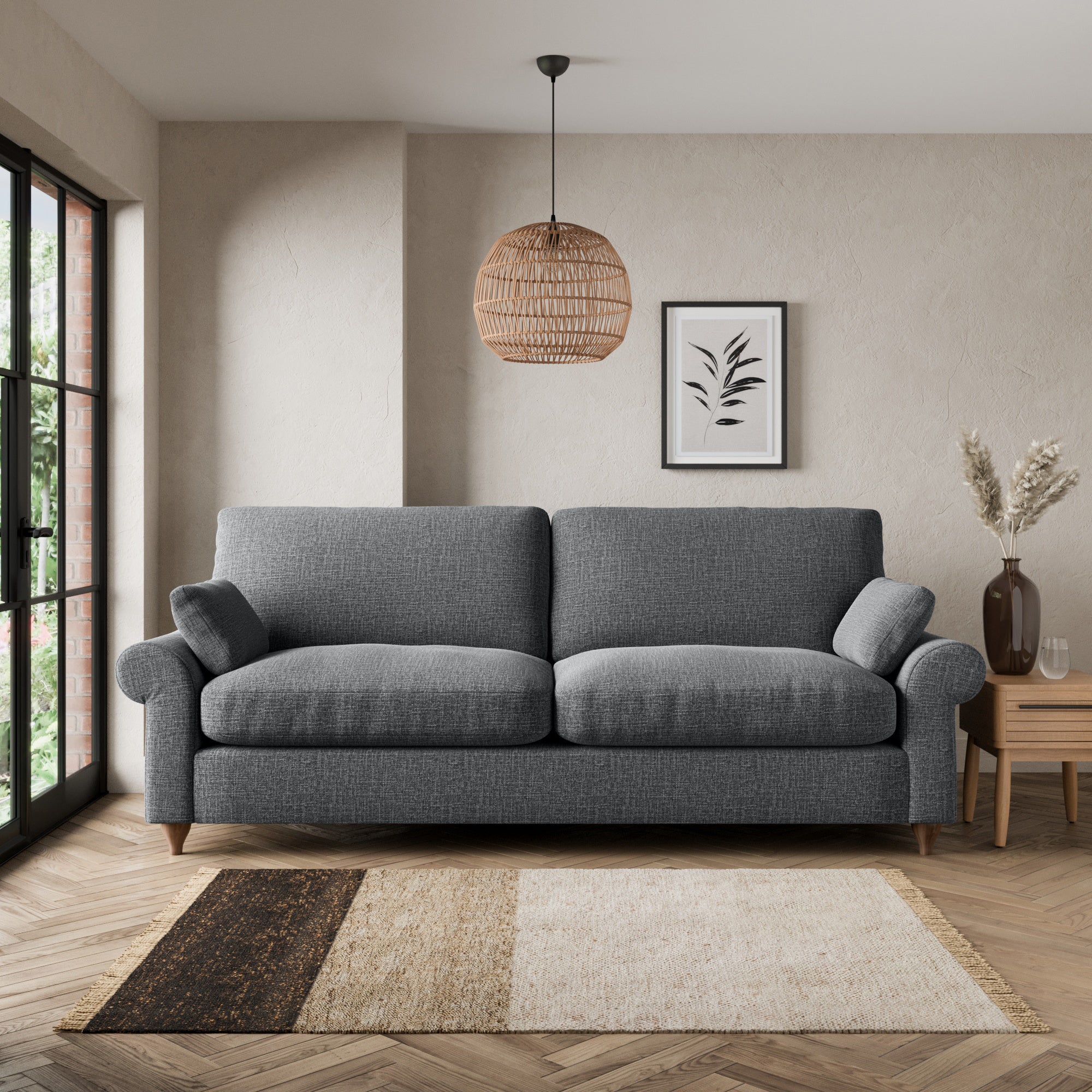Salisbury Slub Cotton Blend 4 Seater Sofa Slub Cotton Black