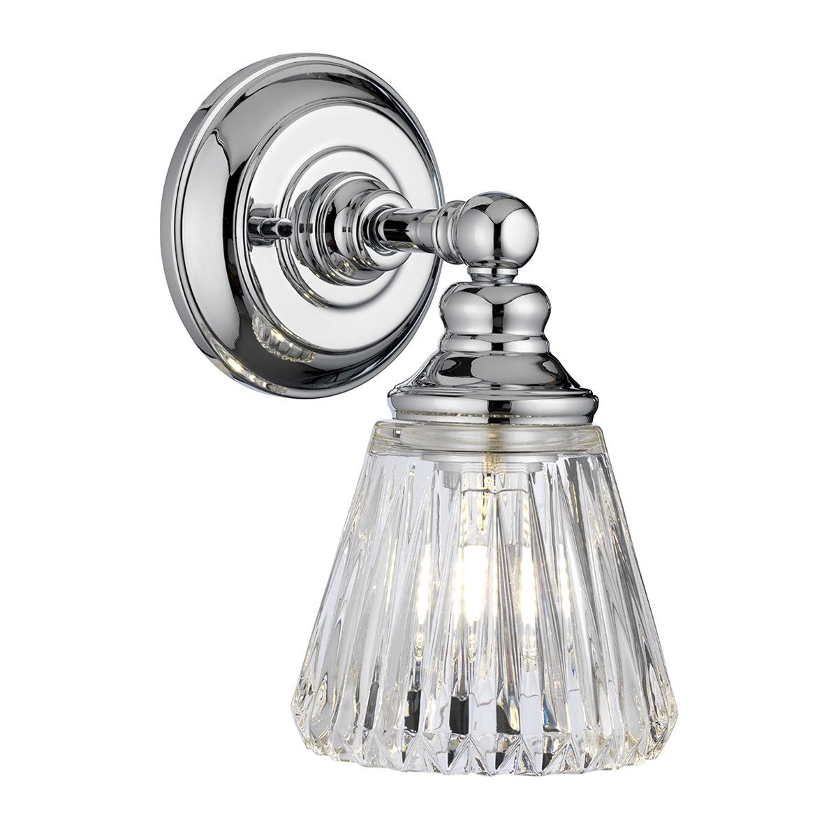 Netlighting Keynes 1 Light Wall Light Polished Chrome IP44 in Grey