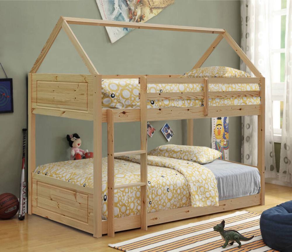 Comfy Living Ltd 3ft House Style Bunkbed in Natural Grey or White