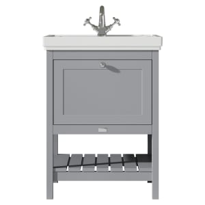Bayswater Hartleigh Plummett Grey Traditional Freestanding Vanity Unit & 1 Tap Hole Traditional Recessed Basin - 600mm