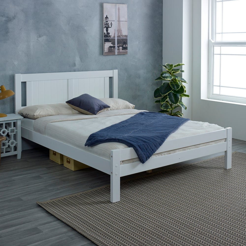Glory - Double - White - Wooden - Low Foot-End Bed - 4ft6 - Happy Beds