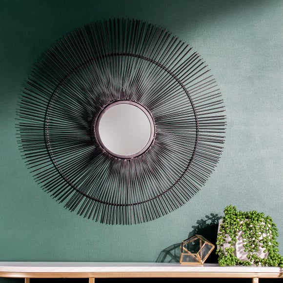 Paoletti Round Black Wire Wall Mirror