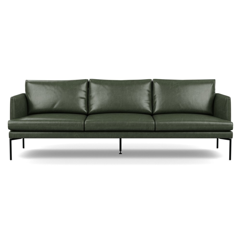 Heal's Matera 4 Seater Sofa Leather Stonewash Vintage Green 278 Black Feet