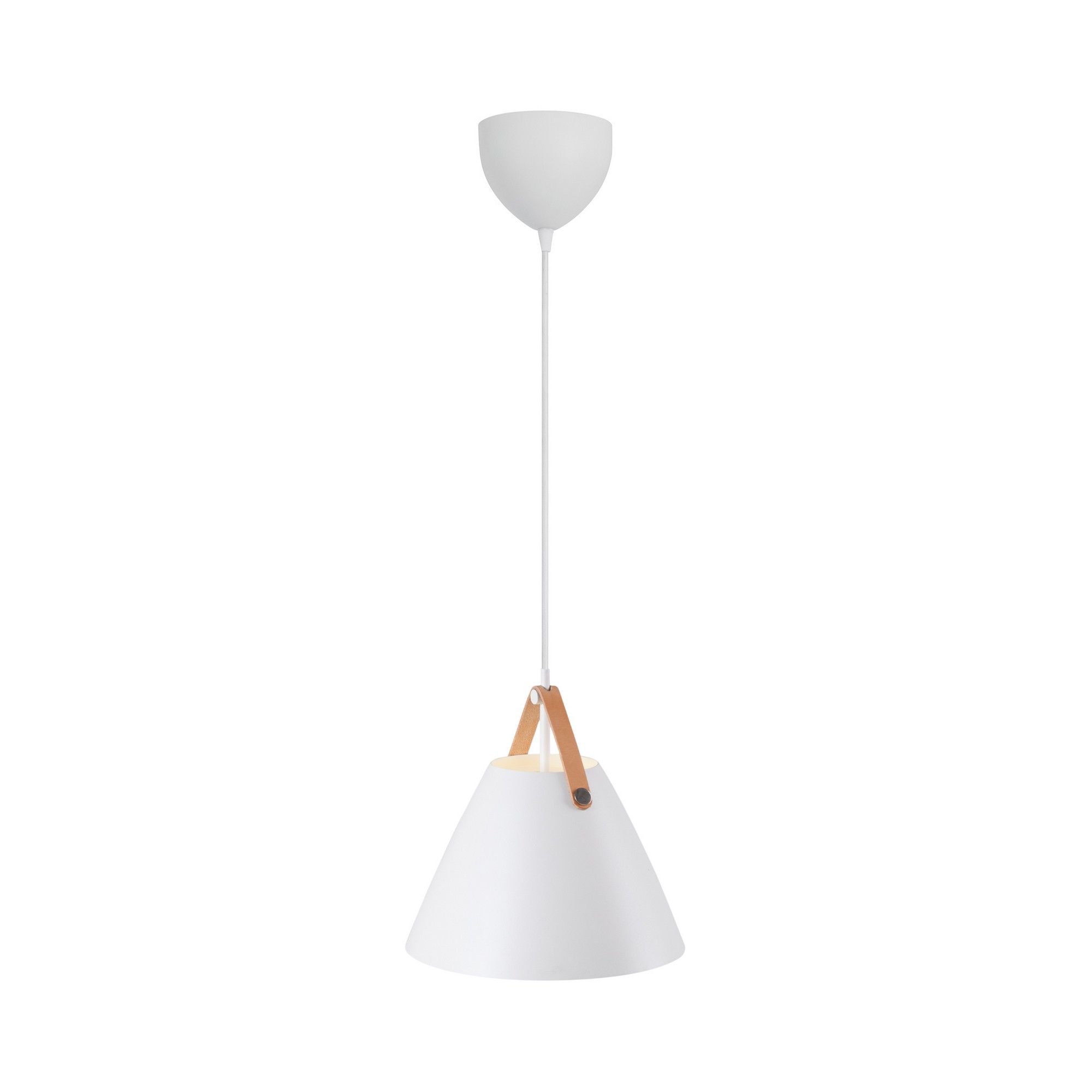Nordlux Modern Indoor Pendant Light White Metal E27 Brown & Black Strap - Mains Powered, IP20