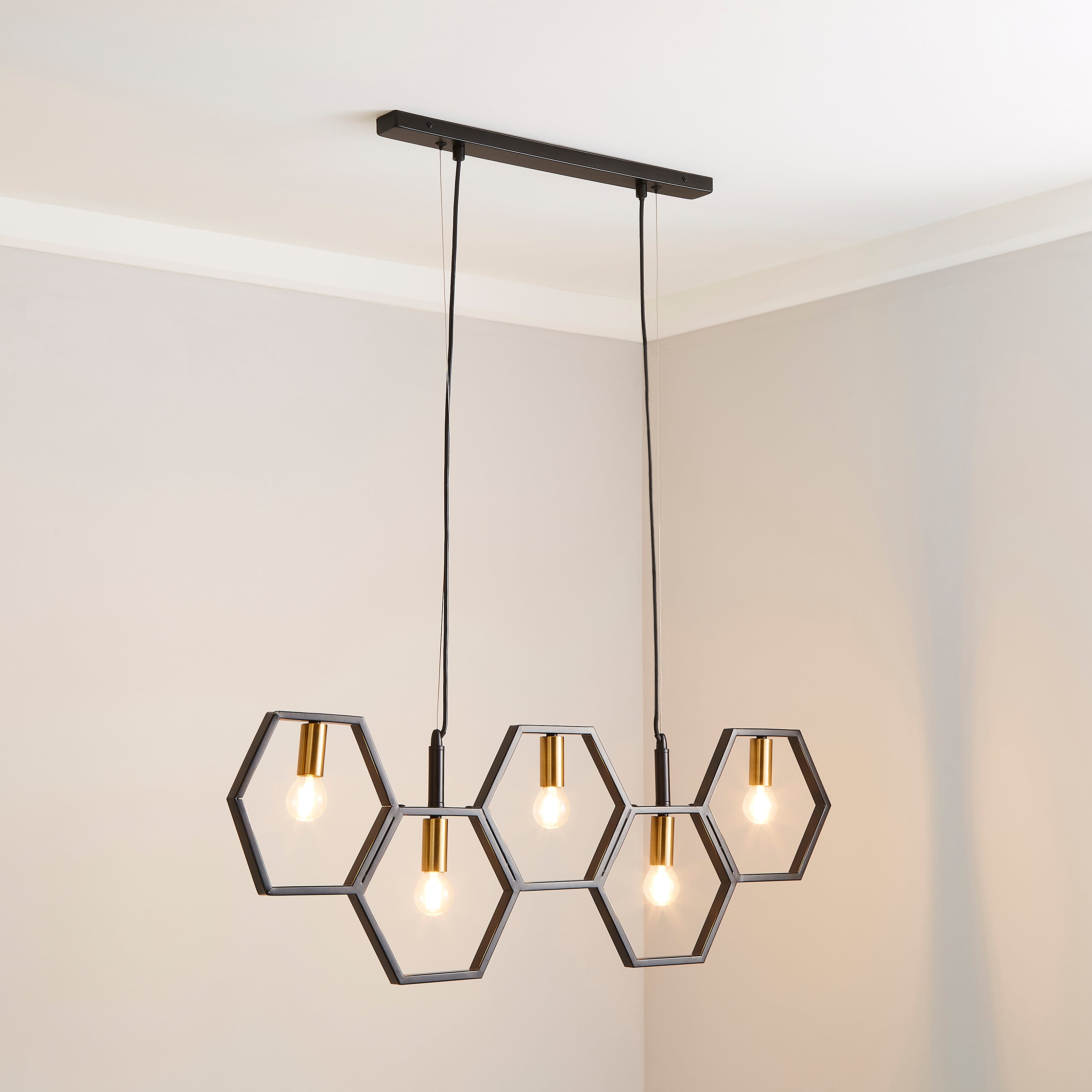 Hexa 5 Light Ceiling Fitting Black