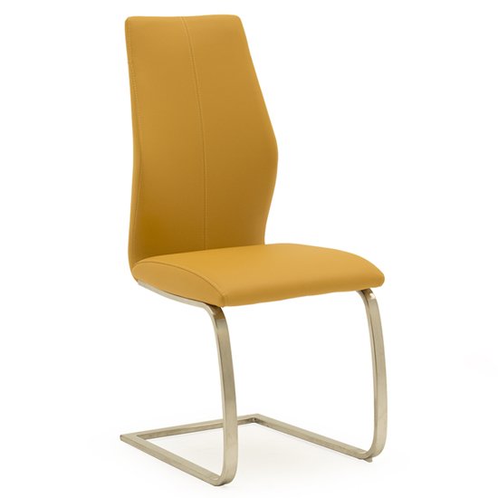 Irma Faux Leather Dining Chair In Pumpkin With Steel Legs