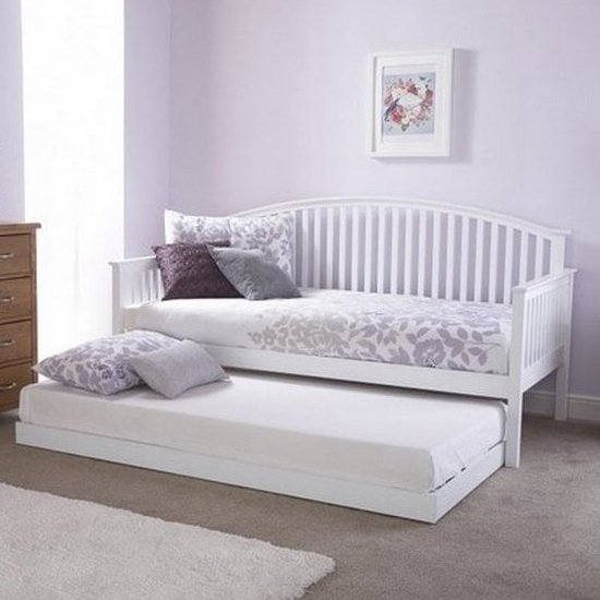 Madrid Wooden Single Day Bed With Guest Bed In White