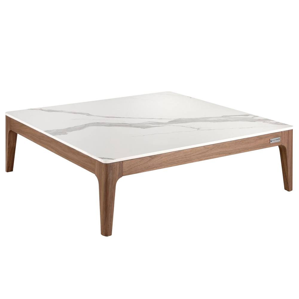 Angel Cerda Square Coffee Table 100x100x30 cm White Porcelain in Brown