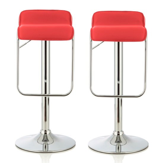 Mestler Modern Bar Stool In Red Faux Leather In A Pair