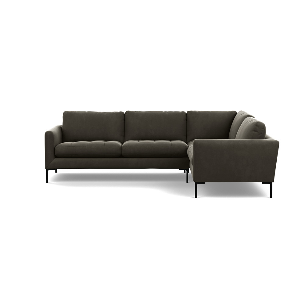 Heal's Eton Right Hand Facing Corner Sofa Velvet Charcoal Black Feet