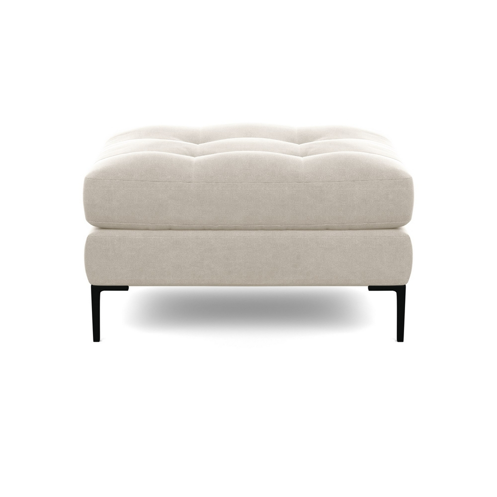 Heal's Eton Footstool Linen Hessian Black Feet
