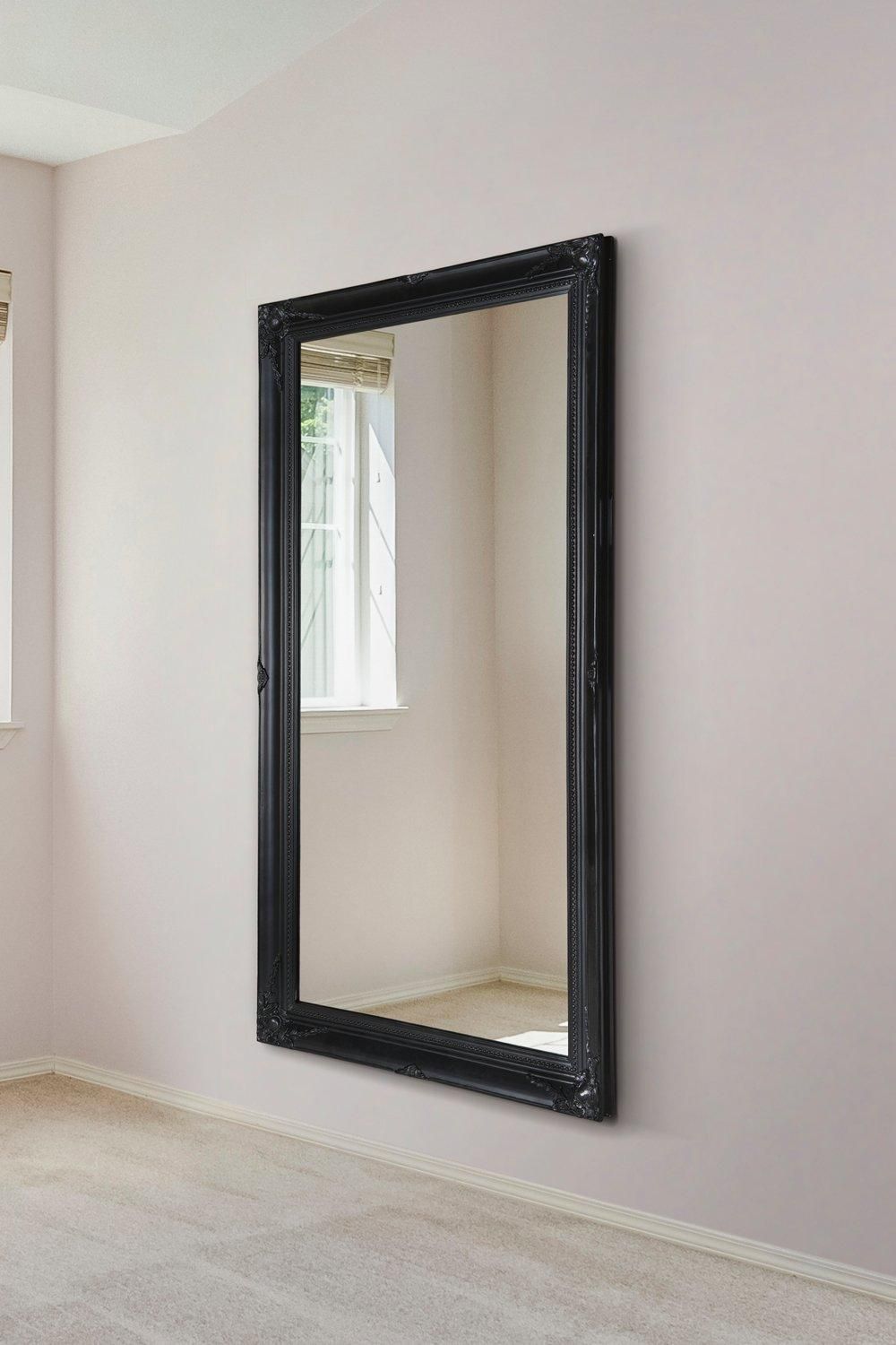 MirrorOutlet 'Hamilton' Black Antique Design Large Wall Mirror 137cm x 76cm