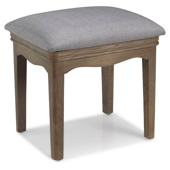 Ametis Wooden Dressing Table Stool In Grey Washed Oak