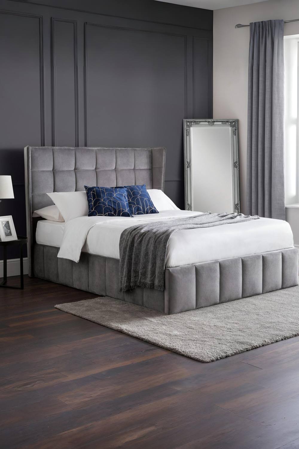 Julian Bowen Gatsby Upholstered Ottoman Storage Bed in Grey