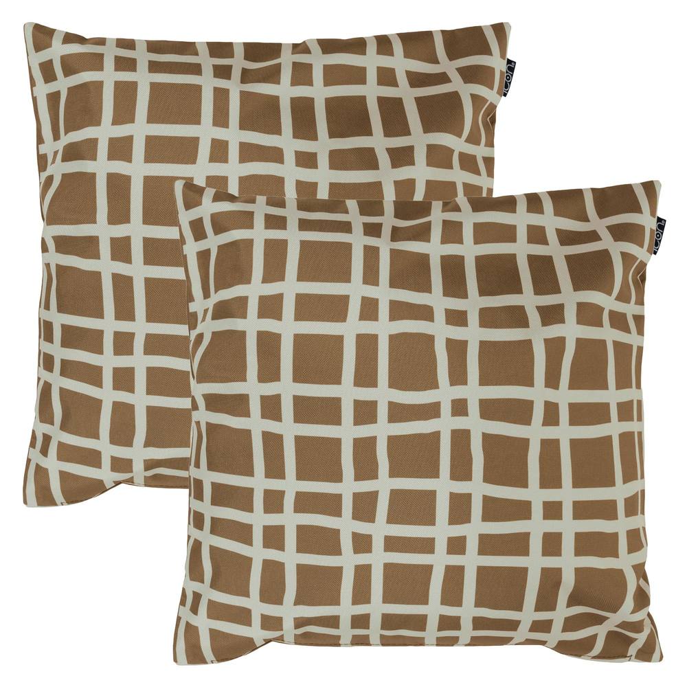 icon 2 Pack Cushion 43x43cm Mark Making, Chocolate