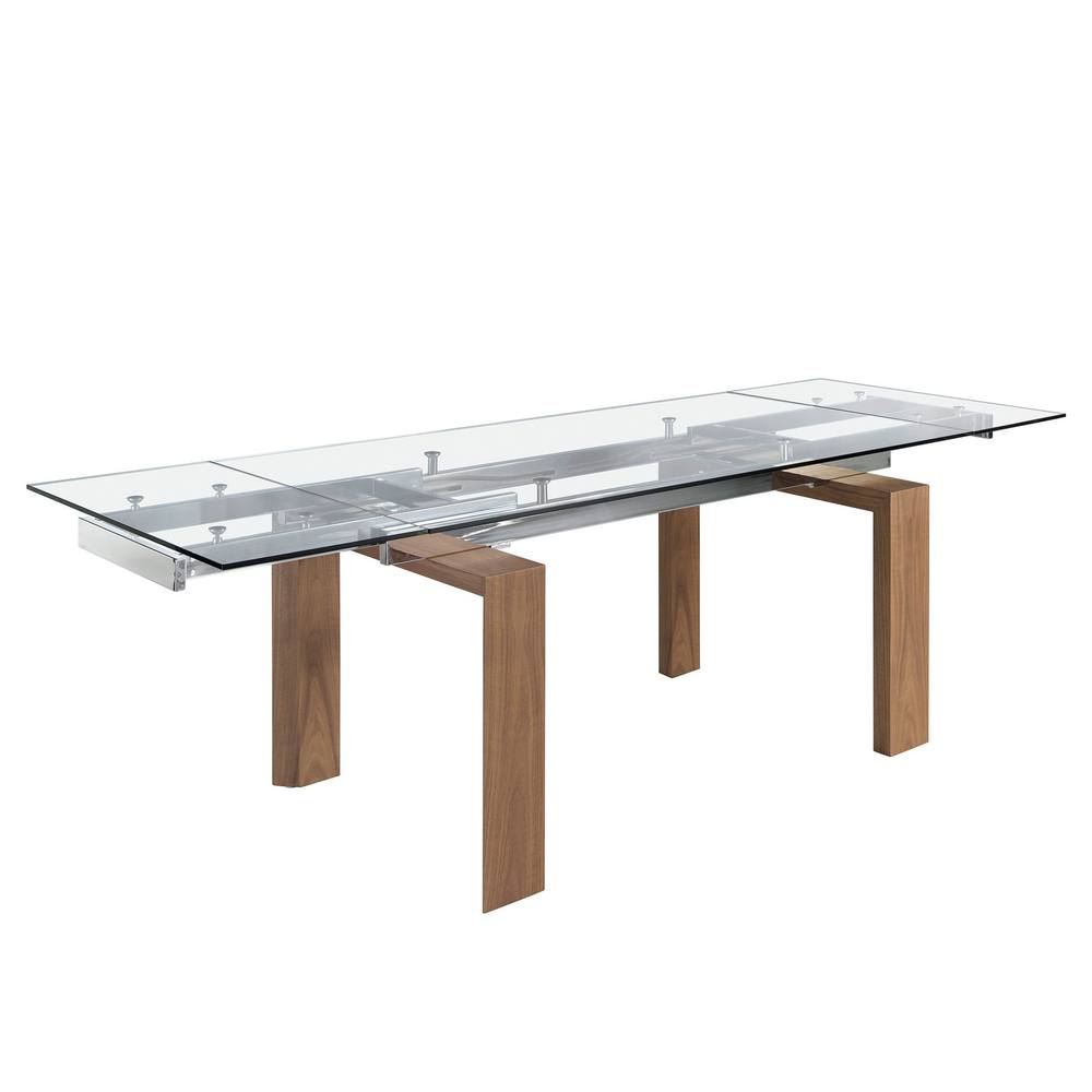 Angel Cerda Model Extending Dining Table - Tempered Glass Top in Walnut