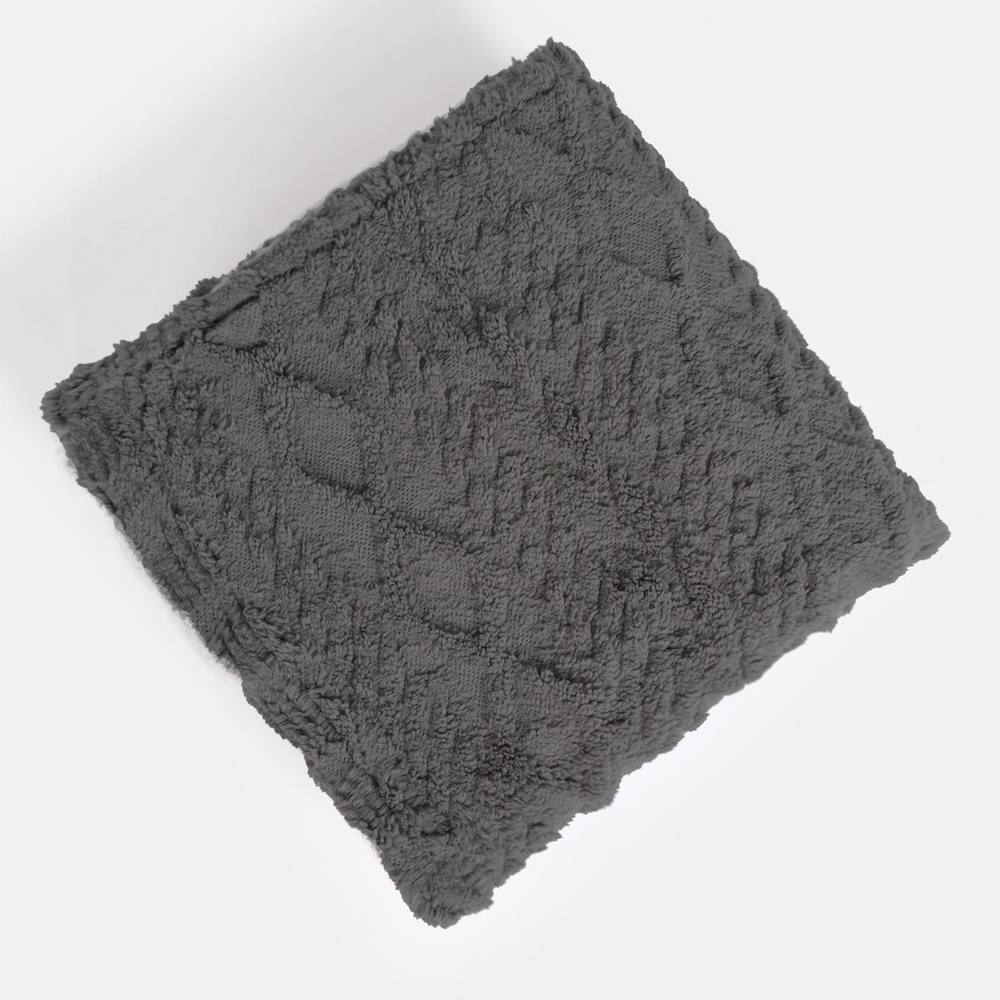 Kelvenix Cable Knit Blanket Sherpa Fleece Sofa Plush Soft Warm - Grey