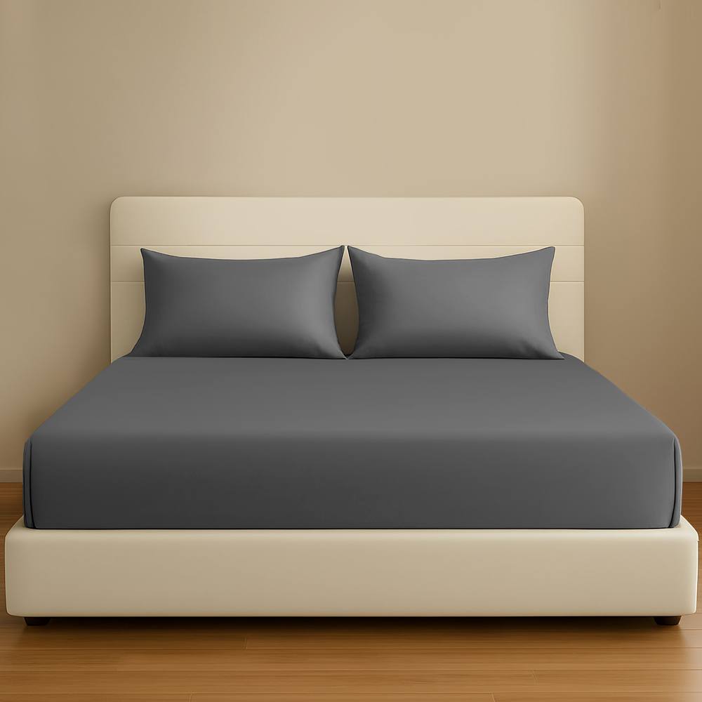 Pamposh 35cm Extra Deep Pocket Egyptian Cotton Fitted Sheet in Charcoal