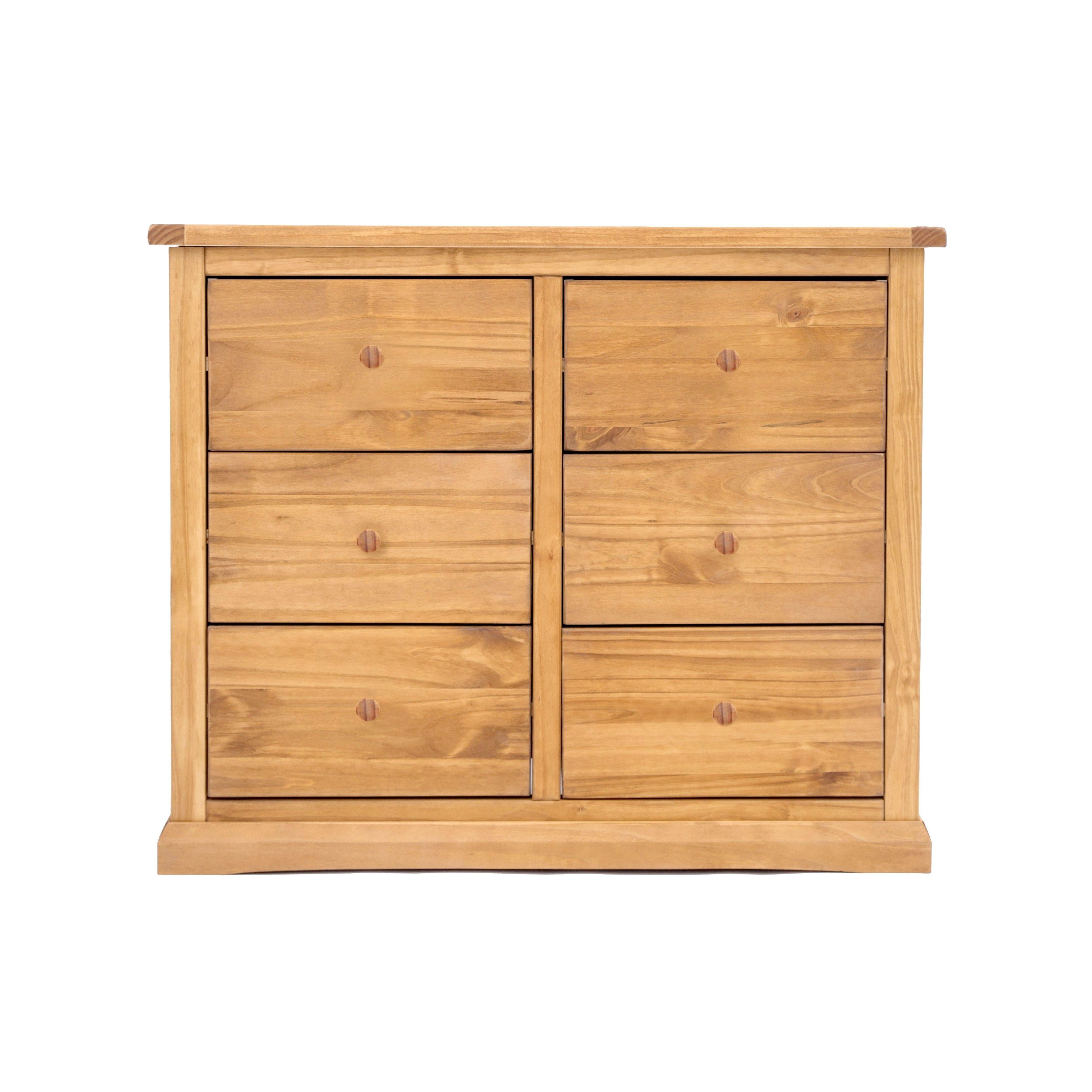 Cabinet Bits Lucca 6 Drawer Chest of Drawers Wood Knob in Light Brown