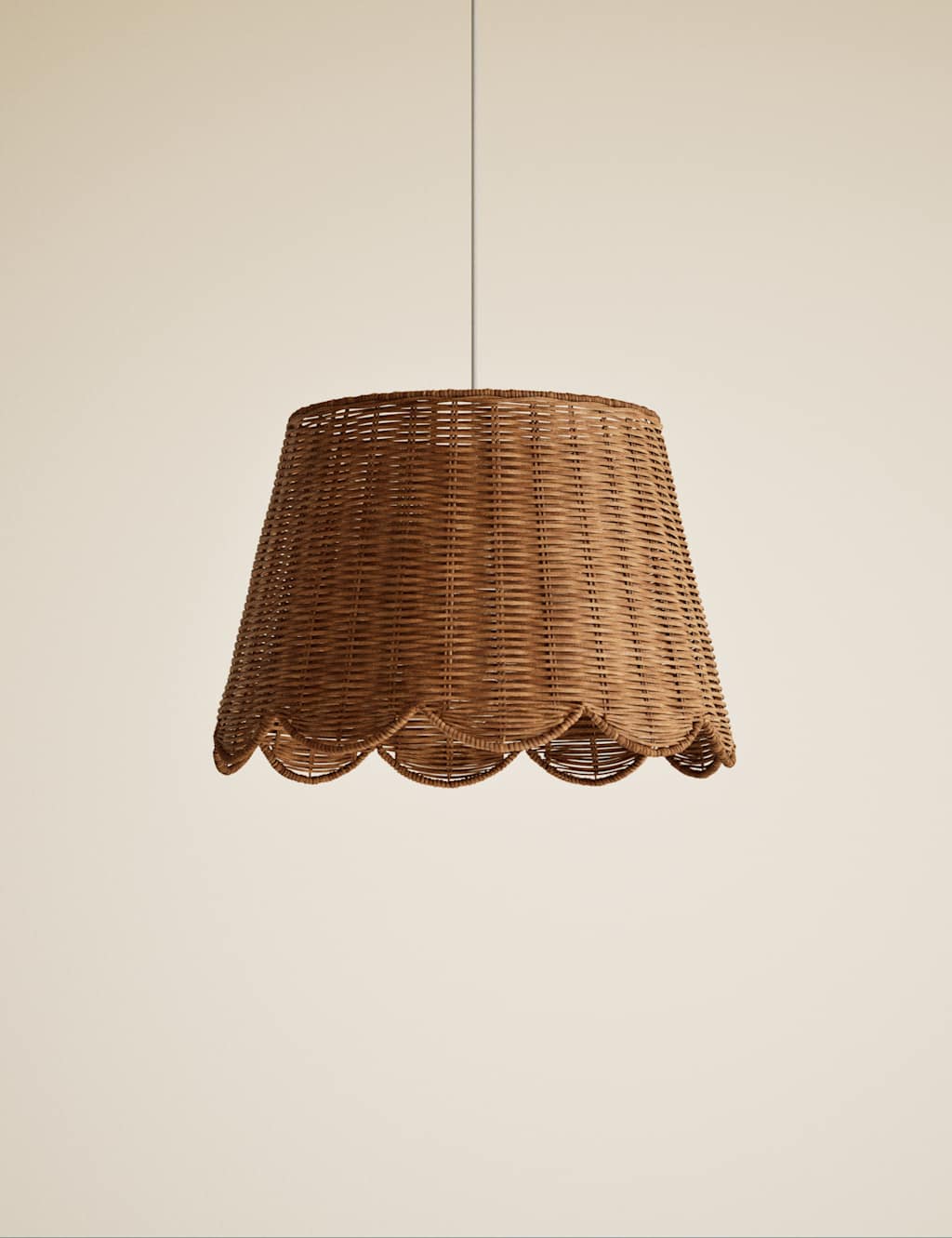 M&S Wicker Scallop Lamp Shade Brown
