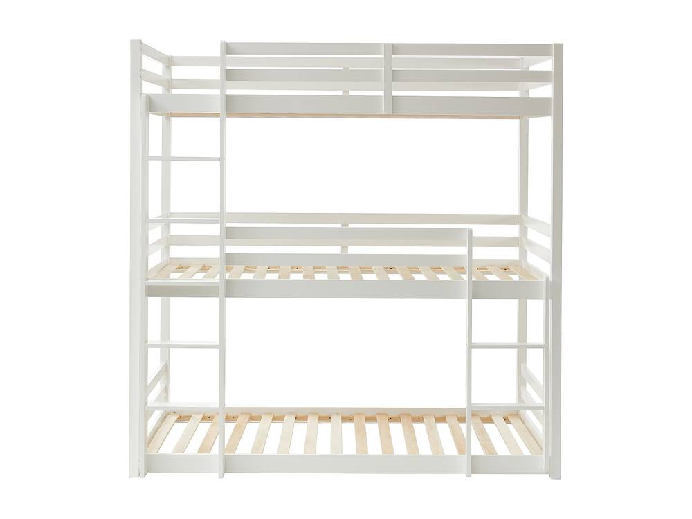 Vente-unique Triple Bunk Beds - 3 X 90 X 200 Cm - Pine - White - VAGAR
