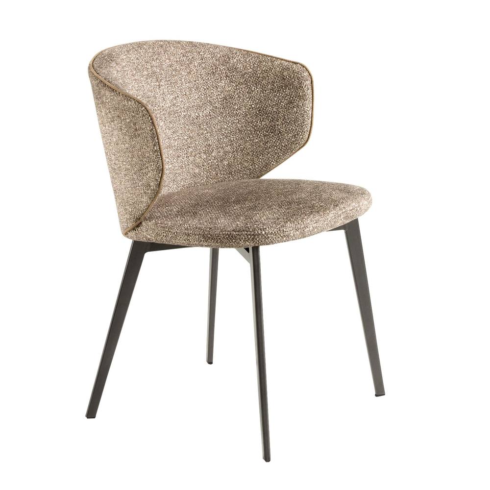 Angel Cerda Brown Marbled Fabric Dining Chair with Anthracite Metal Legs
