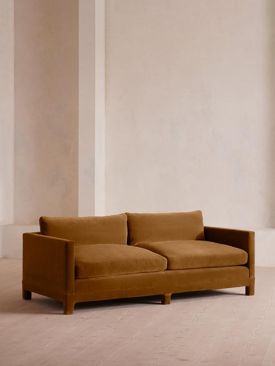 Ashford Three Seater Sofa, Velvet, Mustard