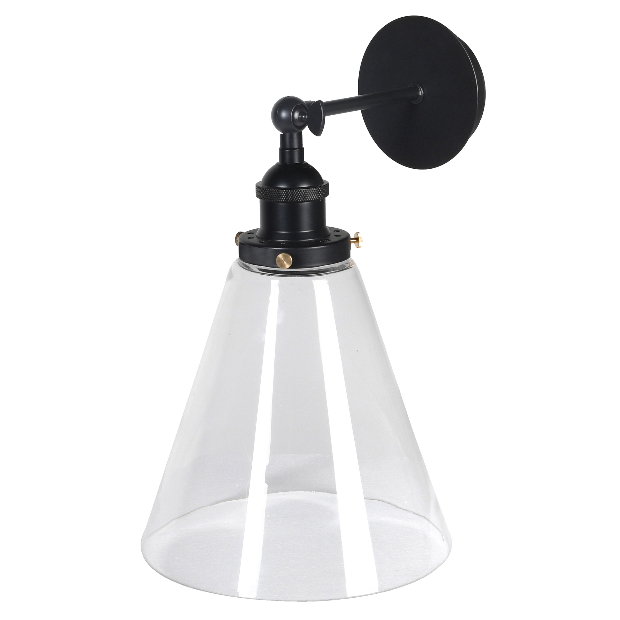 Glass Cone Wall Light, Black Metal | Barker & Stonehouse