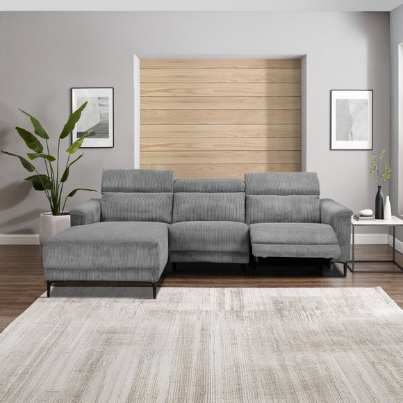 Lund Corduroy Power Recliner 3 Seater Chaise Sofa