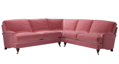 Bluebell Asym. Crn: LHF 2.5 Seat w RHF 2 Seat in Dusty Rose Cotton Matt Velvet - sofa.com