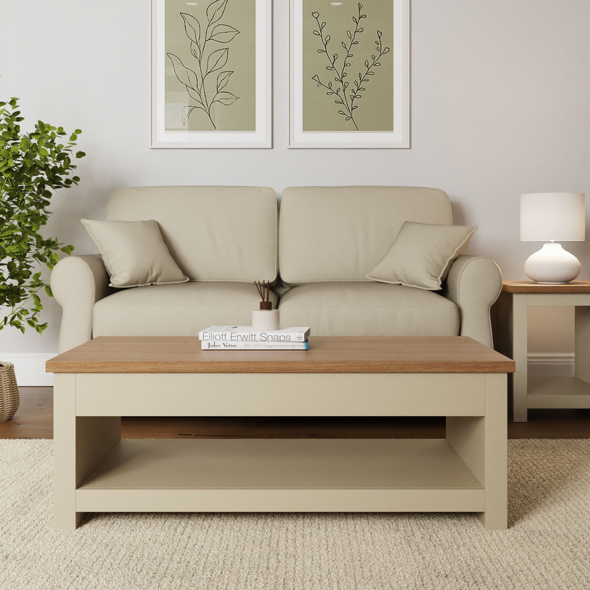 GFW Lancaster Lift Up Coffee Table in Grey