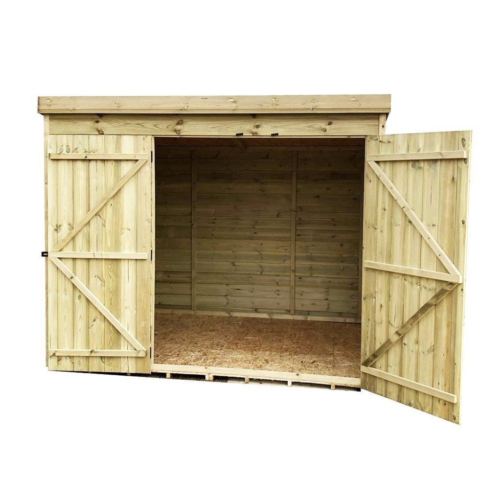 Marlborough 7 x 3 Pressure Treated Pent Garden Shed with Double Doors in Natural 6