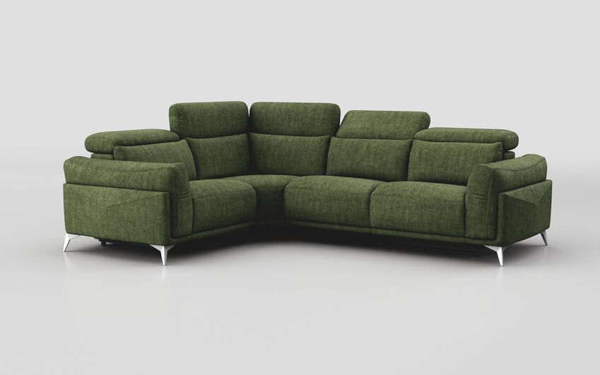Green Fabric Gattolino 1 Corner 2 Sofa with Manual Head Tilt