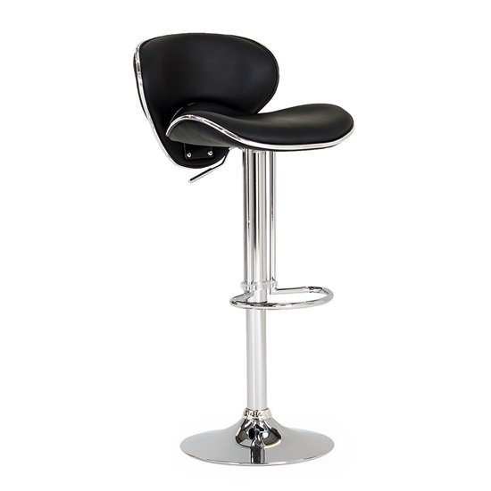 Nigella PU Leather Gas Lift Bar Stool In Black