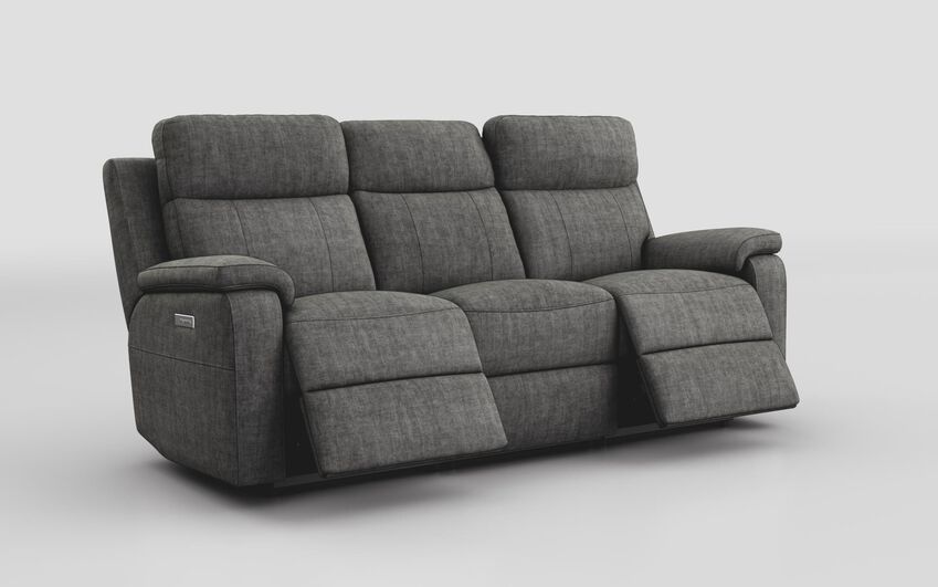 Black Fabric Calboli 3 Seater Power Recliner Sofa with Power Head Tilt