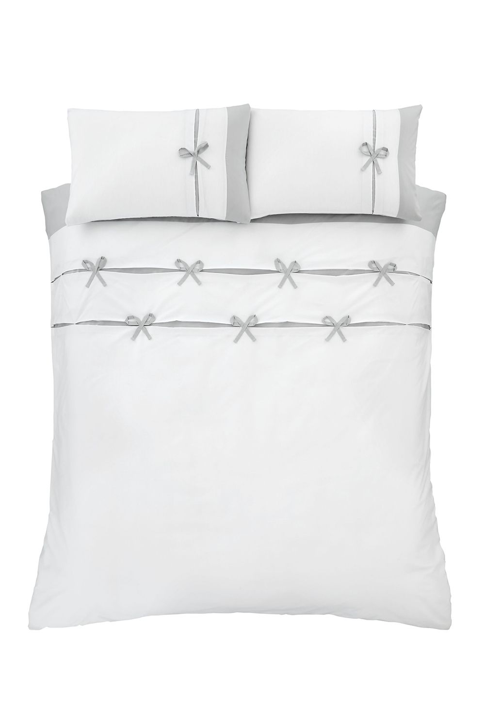 Catherine Lansfield Milo Bow Duvet Set in White 5