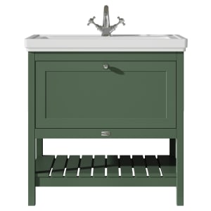 Bayswater Hartleigh Hunter Green Traditional Freestanding Vanity Unit & 1 Tap Hole Traditional Recessed Basin - 800mm