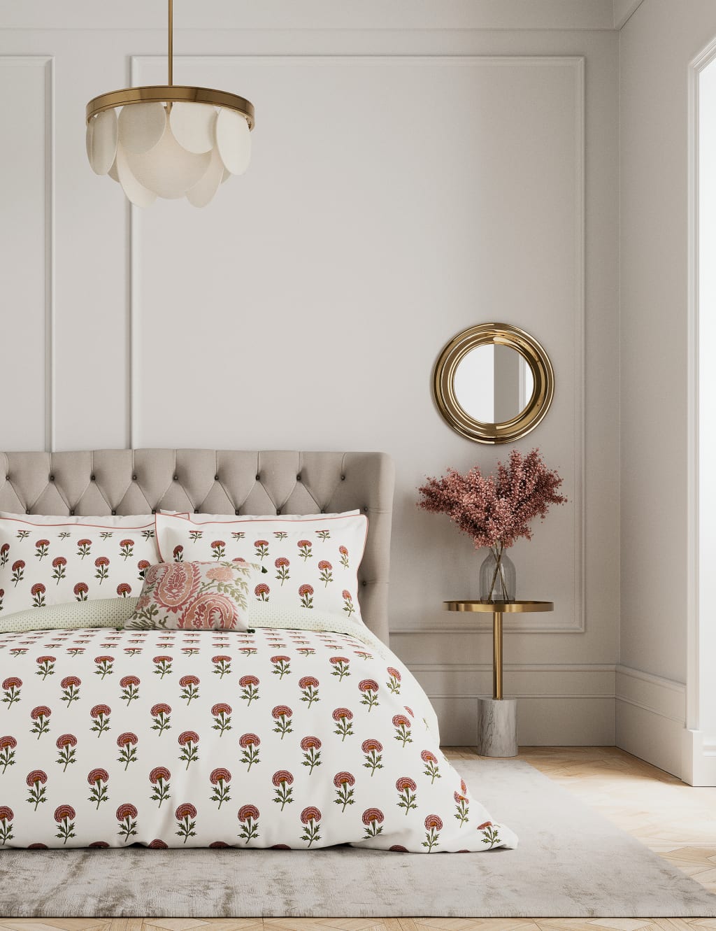 V&A Pure Cotton Regal Marigold Bedding Set Dusky Rose