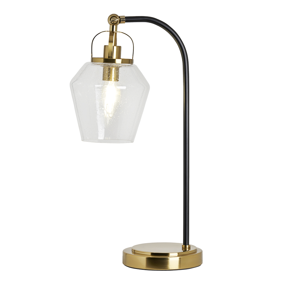 Saskia Bubble Glass Arc Table Lamp, Satin Brass