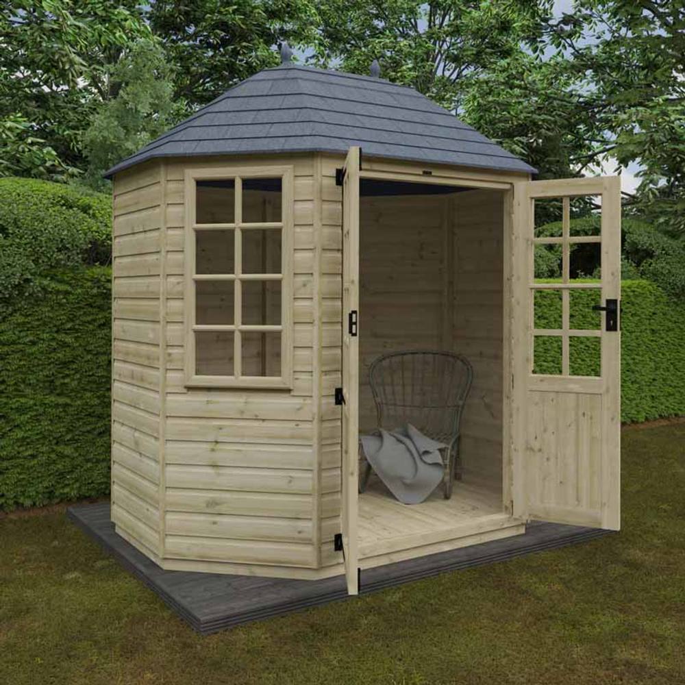 Buttercup Farm 8 x 6 Feet Tanalised Octagonal 16mm Shed - Solid Wood/Softwood/Pine in Natural 2