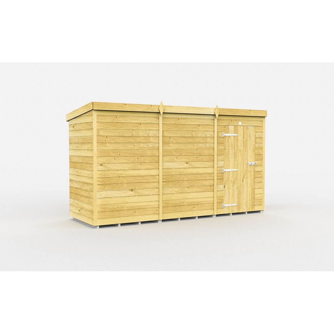 Buttercup Farm 11 x 4 Feet Pent Shed - Single Door W/O Window - L118 x W329 x H201 cm in Brown