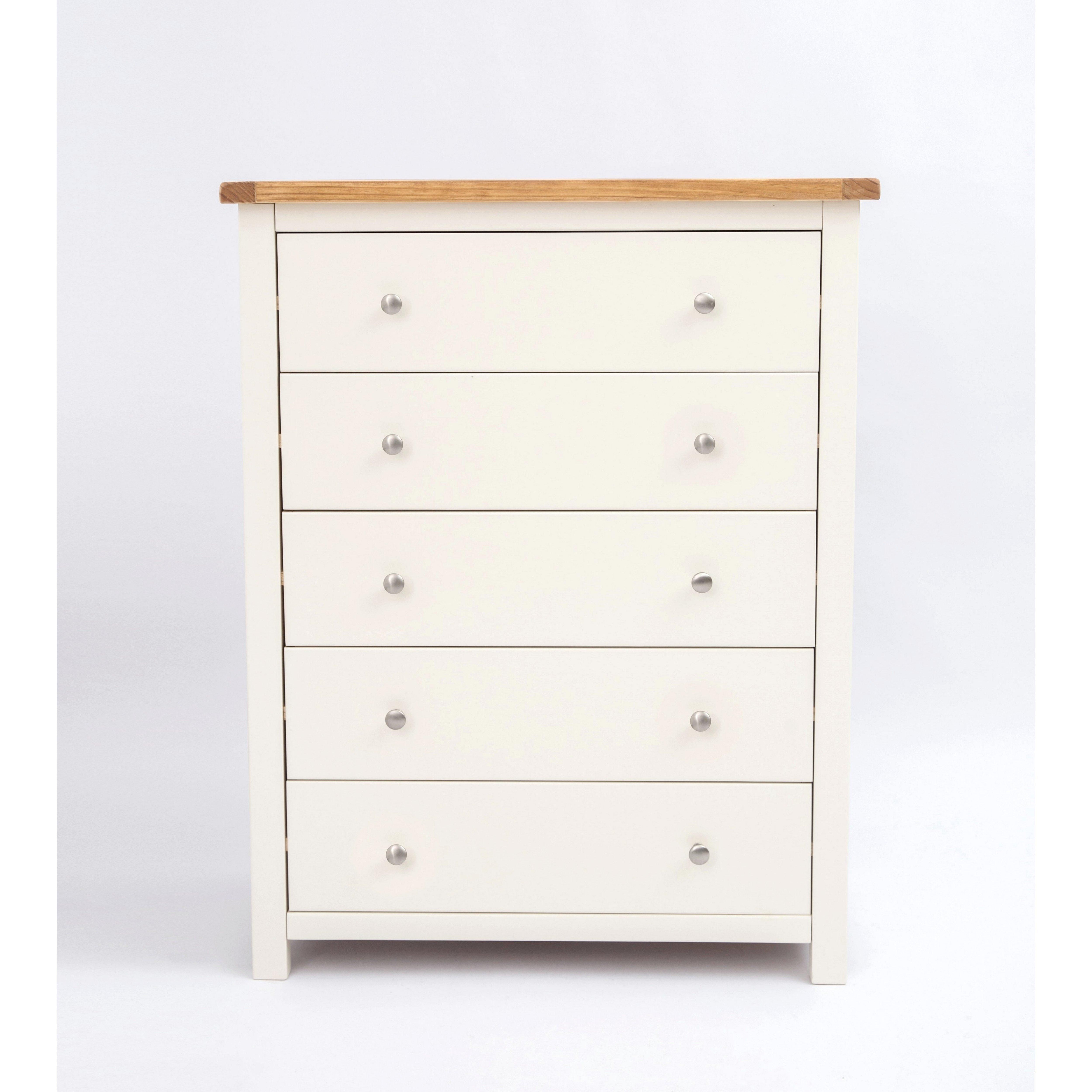 Cabinet Bits Maggiori 5 Drawer Chest of Drawers Chrome Knob in Off-White