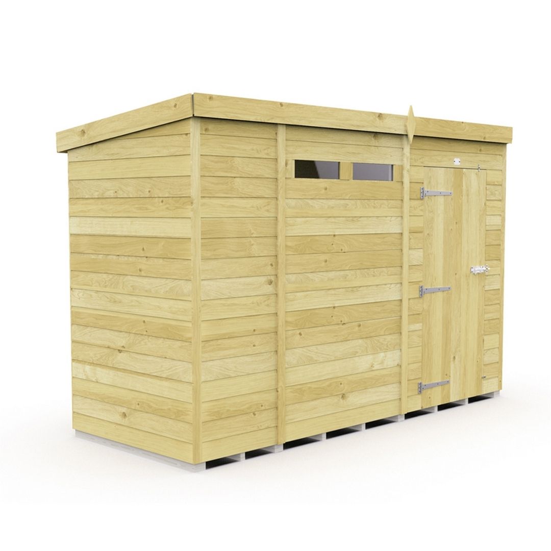 Buttercup Farm 11 x 4 Feet Pent Security Shed - Single Door - L118 x W329 x H201 cm in Brown