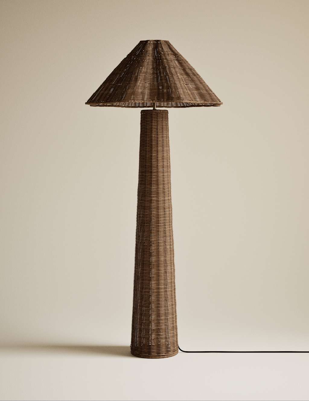 M&S Wicker Scallop Flare Floor Lamp Natural
