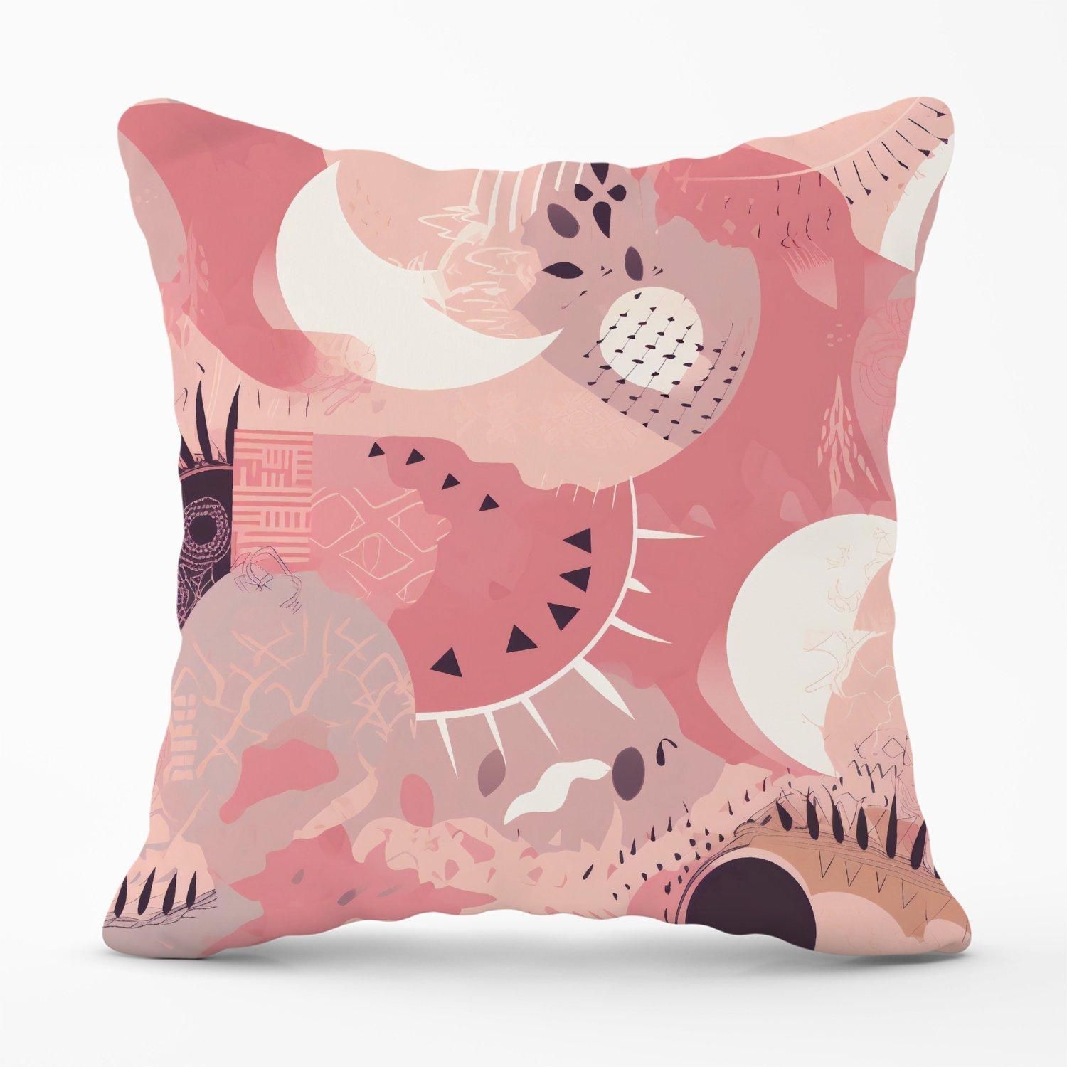 Warren Reed - Designer Abstract Pink White Outdoor Cushion