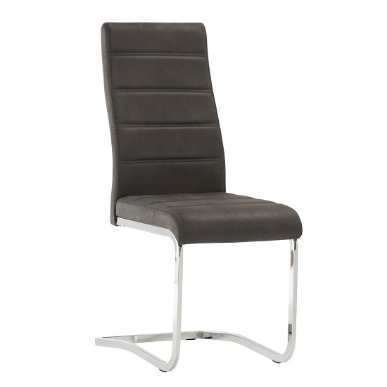 Justin Cantilever Dining Chair In Grey PU With Chrome Base