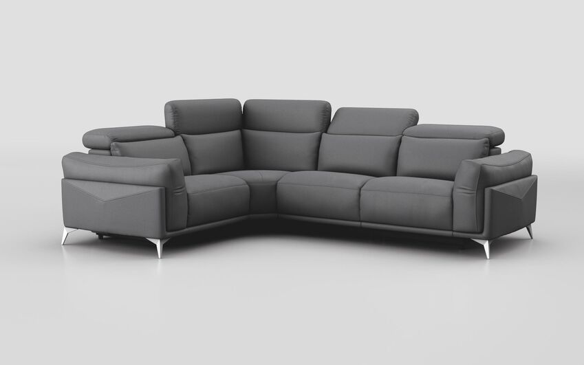 Grey Fabric Gattolino 1 Corner 2 Sofa with Manual Head Tilt