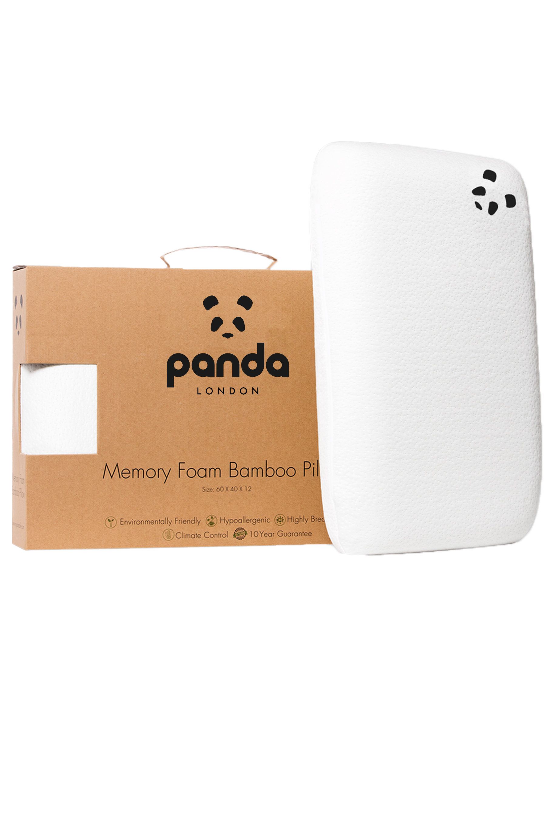 Panda London Memory Foam Bamboo Pillow in White