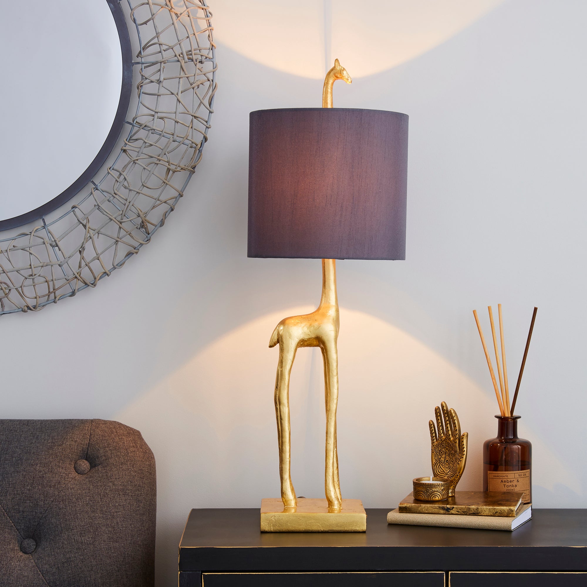 Malmo Giraffe Gold Table Lamp Gold